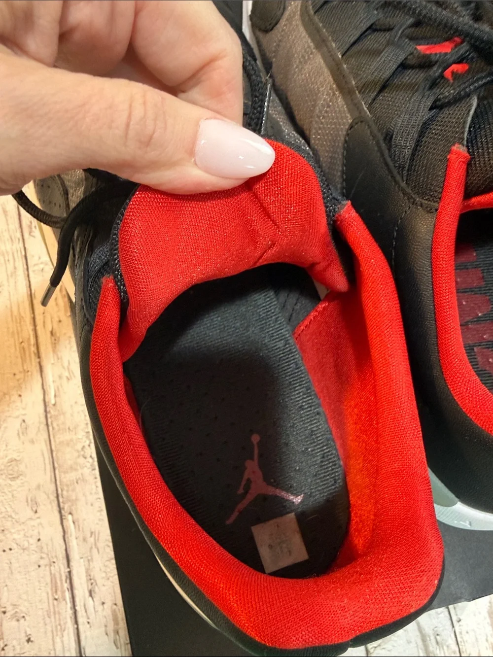 Nike Air Jordan Men's Black and Red CMFT Low-Top Sneakers Size 15